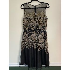 Tahari Arthur S. Levine Black Tulle Cocktail Dress